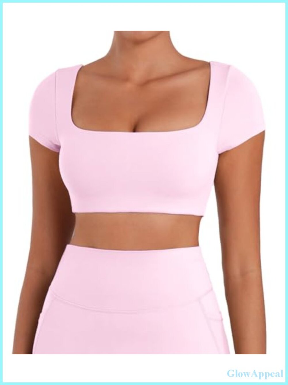 Crop Top with Built-in Bra Athletic Yoga Tee Workout Gym Shirt